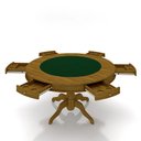 Ver imagem 2 de Conjunto Mesa de Jogos Bellagio e 6 Cadeiras Madeira Poker Base Estrela Linho Offwhite/mel