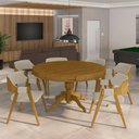 Ver mais imagens de Conjunto Mesa de Jogos Bellagio e 6 Cadeiras Madeira Poker Base Estrela Linho Offwhite/mel