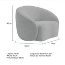 Ver imagem 4 de Kit Sofá 3 Lugares 200cm e 2 Poltronas Orgânica Luxo Recepção Amore Bouclé Cinza