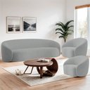 Ver imagem 2 de Kit Sofá 3 Lugares 200cm e 2 Poltronas Orgânica Luxo Recepção Amore Bouclé Cinza