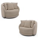 Ver imagem 1 de Kit 2 Poltronas Decorativas Base Giratória Galáxia com Almofadas Linho Off White G45 - Gran Belo