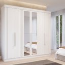Ver imagem 1 de Guarda-Roupa Casal 6 Portas com 4 Espelhos e 6 Gavetas 234cm 100% MDF Boston Espresso Móveis Branco
