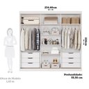Ver imagem 4 de Guarda-Roupa Casal 6 Portas com 4 Espelhos e 6 Gavetas 234cm 100% MDF Boston Espresso Móveis Branco