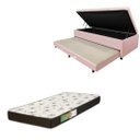 Ver imagem 1 de Cama Box Baú Solteiro com Auxiliar (Bicama) + Colchão Solteiro Espuma D20 12cm | Kit Completo com Ca