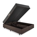Ver mais imagens de Cama Baú Casal 138x188 Bipartido Courino Linho Marrom com Dual Firm Espuma Ecoflex