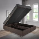 Ver imagem 3 de Cama Baú Casal 138x188 Bipartido Courino Linho Marrom com Dual Firm Espuma Ecoflex
