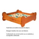 Ver imagem 1 de Caminha Pet Formato Ossinhos em Madeira Maciça (eucalipto) - Colchão Estampa Patinhas