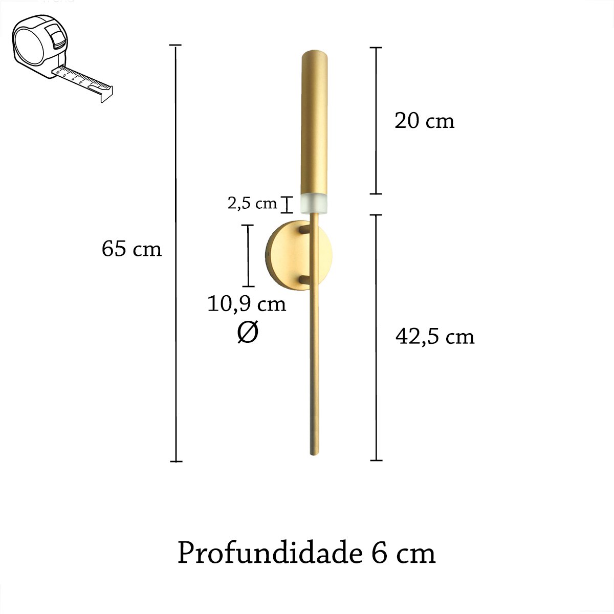 4 Arandela Interna Cabeceira Dourado Fosco 2 Lâmpadas Lup77 - 6