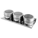 Ver imagem 1 de Porta Condimento Tempero Magnético Inox 3 Potes Com Imã