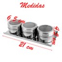 Ver imagem 2 de Porta Condimento Tempero Magnético Inox 3 Potes Com Imã