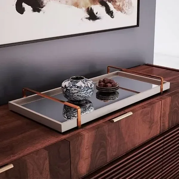 Ver imagem 4 de Bandeja Decorativa Espelhada Alça Cobreada Larflex