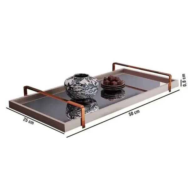 Ver imagem 3 de Bandeja Decorativa Espelhada Alça Cobreada Larflex