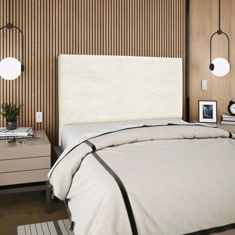 Cabeceira Cama Box Reta Queen 160cm Luna Boucle C/frame Cru