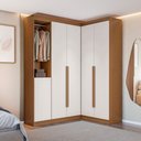 Ver imagem 1 de Guarda-Roupa Casal Modulado Andorra 5 Portas 4 Gavetas Freijó/Branco - Pnr Móveis