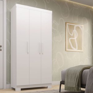 Guarda Roupa Solteiro 82,60cm 3 Portas Flex Color 100% MDF Papoulas Espresso Móveis