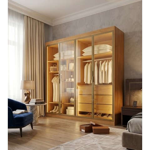 Guarda-Roupa 4 Portas Odessa 1,69 m Peroba – Móveis Europa