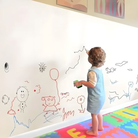 Papel de Parede Adesivo Pvc Quadro Branco com Marcador 2 Metros