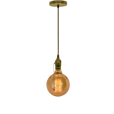 Luminária Pendente Cozinha Slim Vintage Corrente C/lamp Carb Cor:bronze;lâmpada:g125-110v