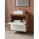 Ver mais imagens de Gabinete para Banheiro com Cuba e Espelheira 60cm MDF Freijo com Branco Dubai - On Móveis