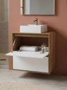Ver mais imagens de Gabinete para Banheiro com Cuba e Espelheira 60cm MDF Freijo com Branco Dubai - On Móveis