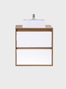 Ver imagem 2 de Gabinete para Banheiro com Cuba e Espelheira 60cm MDF Freijo com Branco Dubai - On Móveis