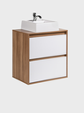 Ver imagem 3 de Gabinete para Banheiro com Cuba e Espelheira 60cm MDF Freijo com Branco Dubai - On Móveis