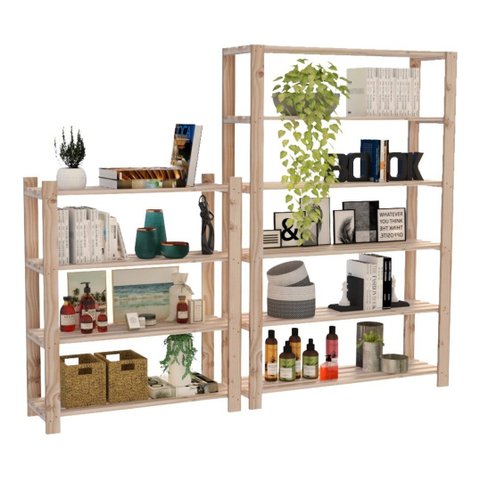 Kit Com 2 Armário Estante 100% Pinus Cadernos Em Oferta Technox Madeira