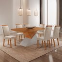 Ver imagem 1 de Mesa de Jantar Aster 180 cm Tampo MDF Laminado Canto Copo com 6 Cadeiras Aline