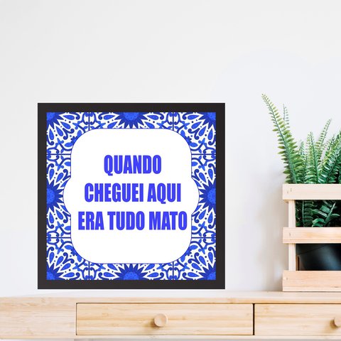 Quadro Quando Cheguei Era Tudo Mato - 33x33cm - com Vidro: Moldura Branca