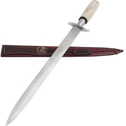 Adaga Punhal Afiado em Aço Inox 420 Hickmann Cabo de Osso 14 polegadas Bainha Couro - 3