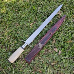 Adaga Punhal Afiado em Aço Inox 420 Hickmann Cabo de Osso 14 polegadas Bainha Couro - 6