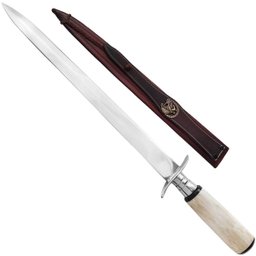 Adaga Punhal Afiado em Aço Inox 420 Hickmann Cabo de Osso 14 polegadas Bainha Couro - 7