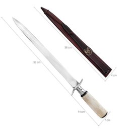 Adaga Punhal Afiado em Aço Inox 420 Hickmann Cabo de Osso 14 polegadas Bainha Couro - 5