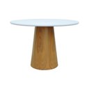 Ver imagem 1 de Mesa de Jantar Tampo em Vidro Base Cone Laminado Cinamomo Natural Tampo 120 Branco-vidro Branco