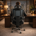 Ver imagem 6 de Cadeira Escritório Ergonômica Resistente Apoio Pés Retrátil Tela Mesh Encosto Ajustável Preto