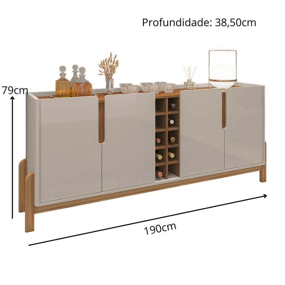 Buffet 190cm 4 Portas com Adega Lizz Casa D Off White/cedro - 8