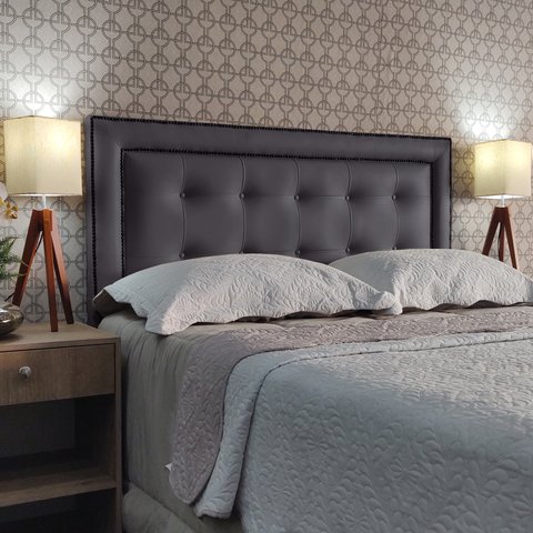 Cabeceira King 195 Cama Box Diamond Veneza 10 Cinza Corano com Pés Rbl
