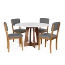 Ver imagem 1 de Mesa de Jantar Redonda Montreal Bran/nor com 4 Cadeiras Estofadas Ella Cinza Escuro