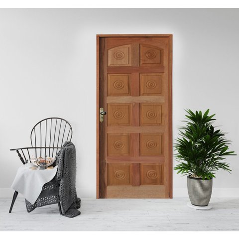 Kit Porta Pronta Torneada 10 Bicos Coleção Urban Fechadura Mecânica 214x88x14 Rodam Portas Marrom na