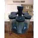 Ver imagem 2 de Porta Tempero de Mesa Saleiro Condimentos Giratória 6 Potes de Vidro