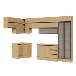 Cozinha Modulada 15 Peças 11 Aéreos 3 Balcões 1 Cristaleira Nara CabeCasa MadeiraMadeira - 4