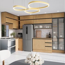 Cozinha Modulada 15 Peças 11 Aéreos 3 Balcões 1 Cristaleira Nara CabeCasa MadeiraMadeira - 3