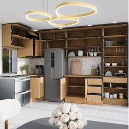 Cozinha Modulada 15 Peças 11 Aéreos 3 Balcões 1 Cristaleira Nara CabeCasa MadeiraMadeira - 6