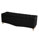 Ver imagem 4 de Kit Cabeceira de Cama Box e Calçadeira Baú Malibu King 195 Cm Suede Preto Eli Móveis