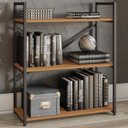 Ver imagem 2 de Estante Estilo Industrial Metal e Madeira Organizador Baixa 85x72cm Canela/preto Fosco