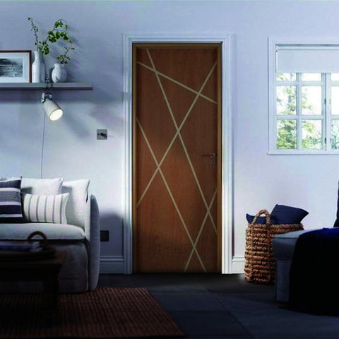 Kit Porta de Madeira 210x80cm Fechadura Mecânica Batente 14cm Abertura Direita Marrom