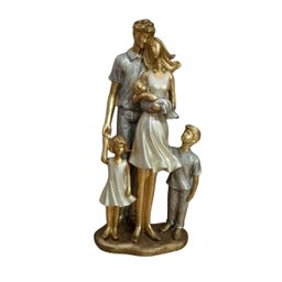 Escultura Estatua Familia Decorativa Mabruk Casal 3 Filhos - 1