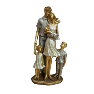 Escultura Estatua Familia Decorativa Mabruk Casal 3 Filhos