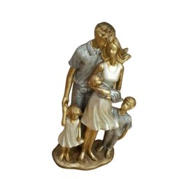Escultura Estatua Familia Decorativa Mabruk Casal 3 Filhos - 4