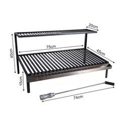 Kit Parrilla Grelha Argentina Rústica 95cm + Caixa Firebox para Alvenaria - 3